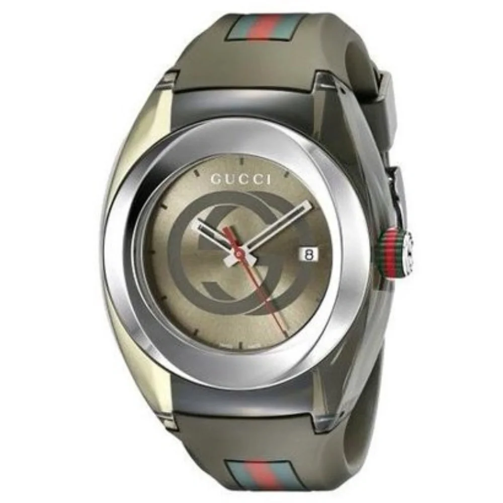 Gucci Sync XXL Khaki Rubber Unisex Watch YA137106